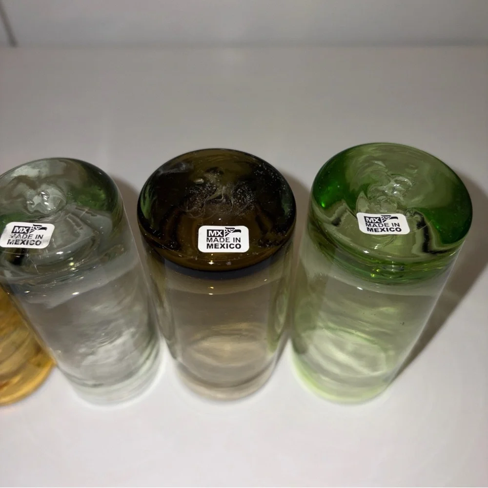 Crate&Barrel brown and Green Shot Glass Set